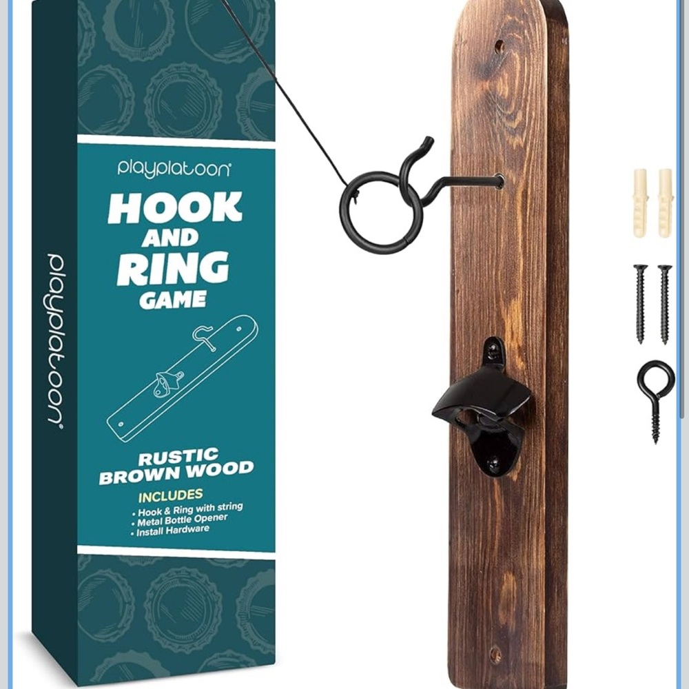 Hook and Ring Game - Rustic Brown Wood